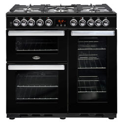 Belling Cookcentre Deluxe 90DFT Dual Fuel Range Cooker Black